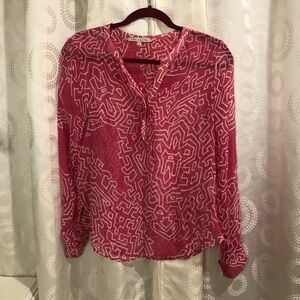 Red Haute Hot Pink Geometric Blouse